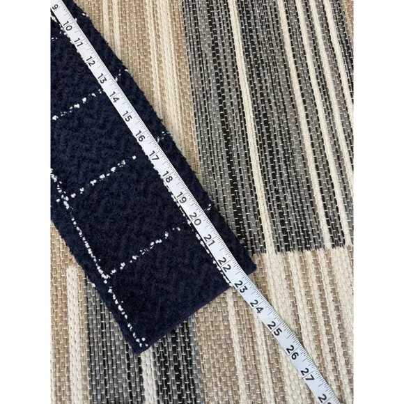 St. John Herringbone Grid Knit Jacket Navy White $1695 NWT Size 12